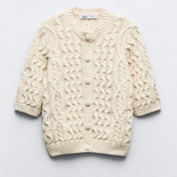 Zara cream/beige short sleeve sweater - Picture 1 of 4